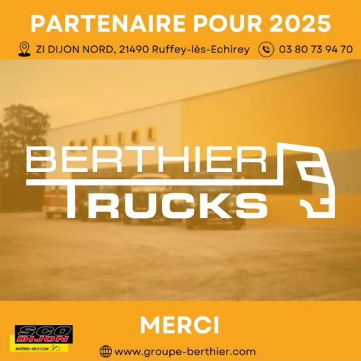 Image Berthier Trucks Dijon nouveau partenaire du SCO Dijon Materiel-velo.com pour la saison 2025