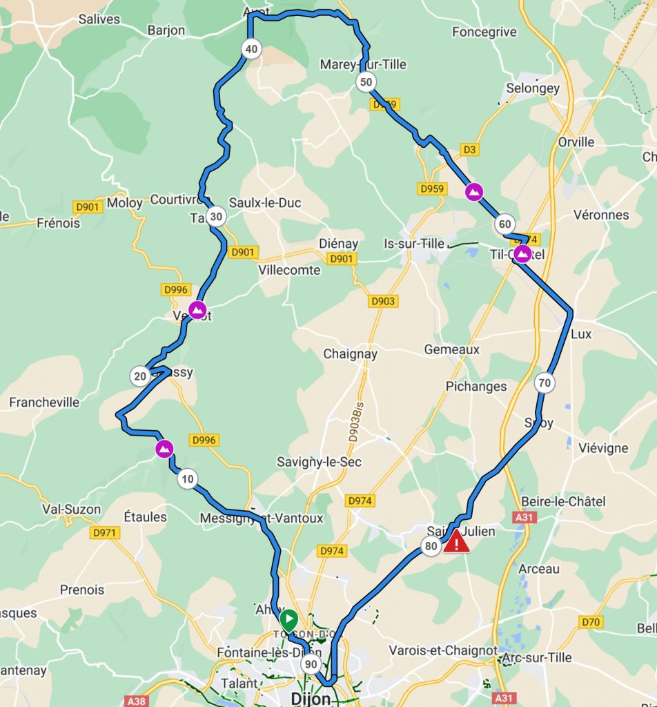 Carte du circuit vélo du 02/11/2024