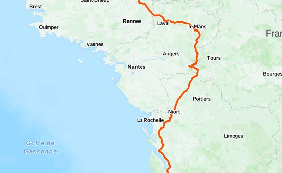 parcours cycliste Bordeaux - Saint-Malo 2024