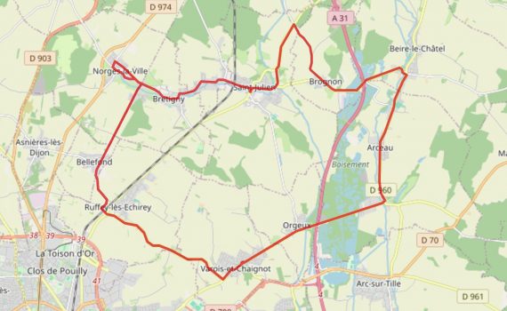 Parcours de la cyclo du téléthon 2024 à Norges-la-Ville